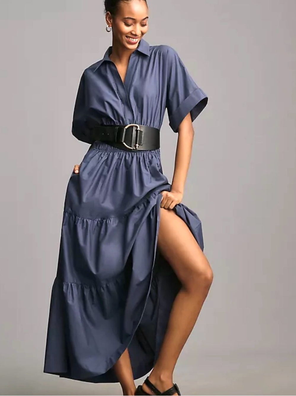 Anthropologie Somerset Navy Maxi Shirt Dress, Small Petite NWOT - Picture 3 of 16